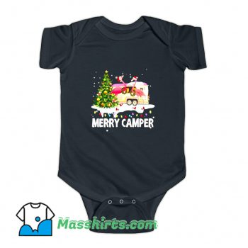 Camping Flamingo Couple Merry Camper Baby Onesie