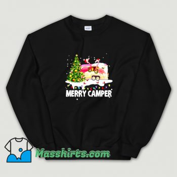 Camping Flamingo Couple Merry Camper Sweatshirt