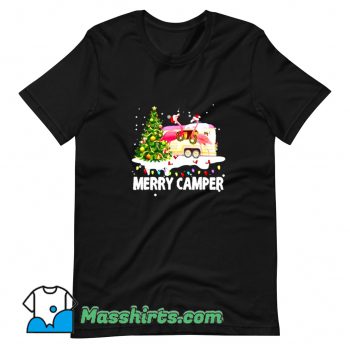 Camping Flamingo Couple Merry Camper T Shirt Design