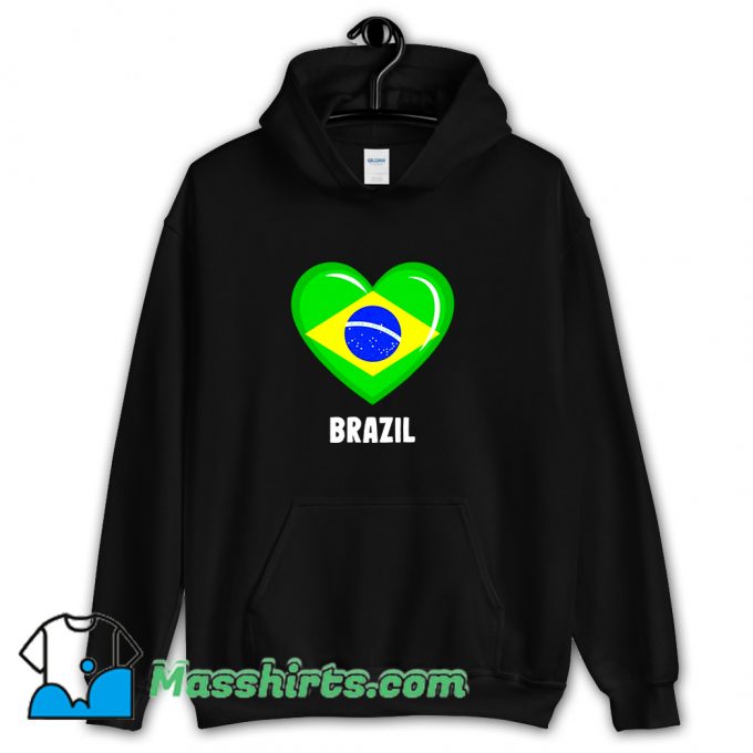 Cheap Brazil Flag Heart Hoodie Streetwear