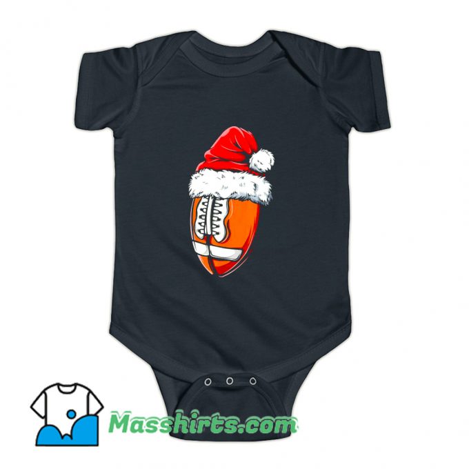 Classic Christmas Football Ball Santa Hat Baby Onesie