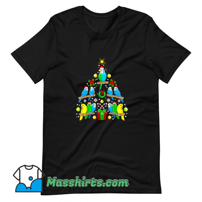 Cool Budgie Christmas Tree Bird T Shirt Design