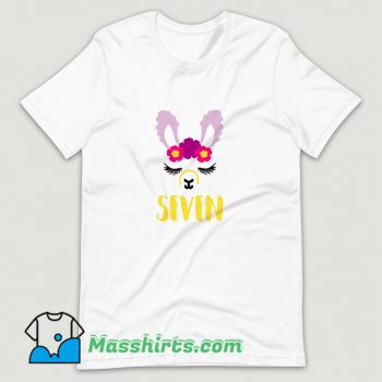 Funny Kids 7 Years Old Seven Llama Gold T Shirt Design