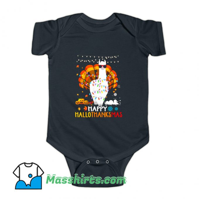 Llama Happy Hallothanksmas Baby Onesie