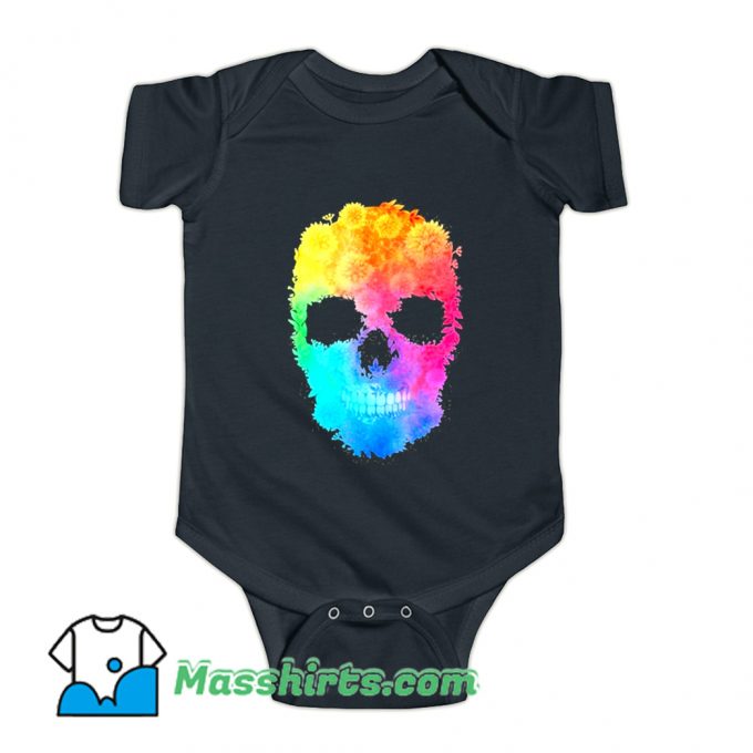 Mighty Oak Colorful Floral Skull Baby Onesie