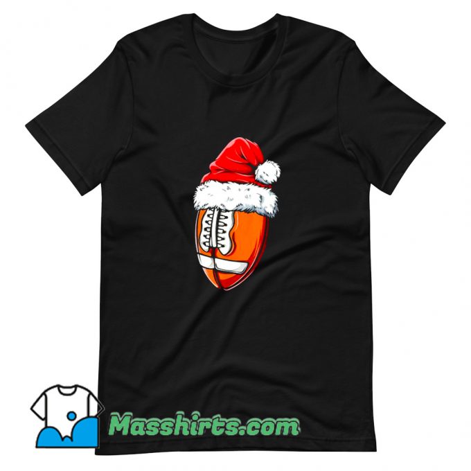 Vintage Christmas Football Ball Santa Hat T Shirt Design