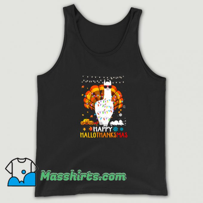 Vintage Llama Happy Hallothanksmas Tank Top