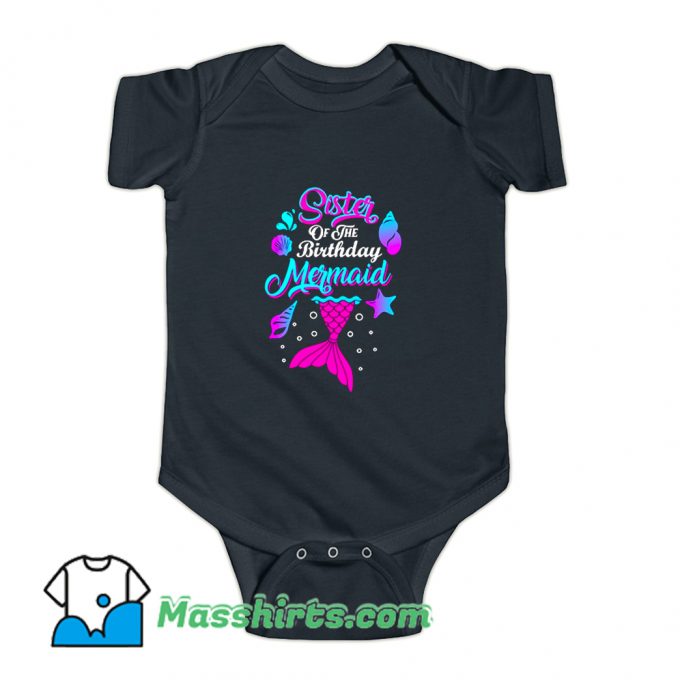 Vintage Sister Of The Birthday Mermaid Baby Onesie