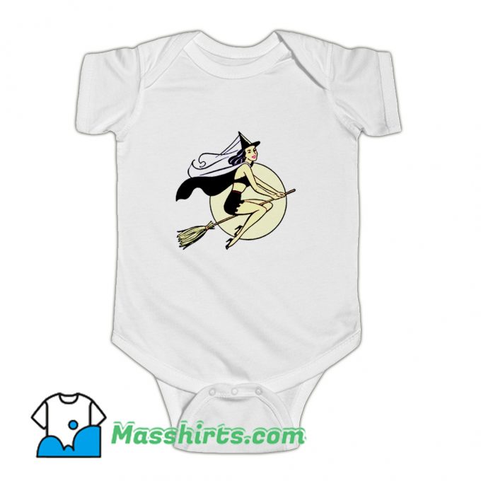 Witch Halloween Broom Baby Onesie