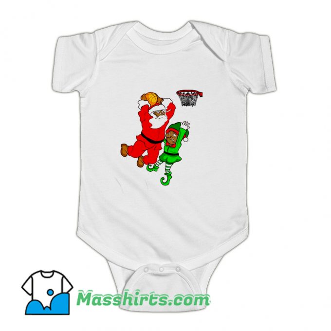 Basketball African American Santa Dunk Elf Baby Onesie