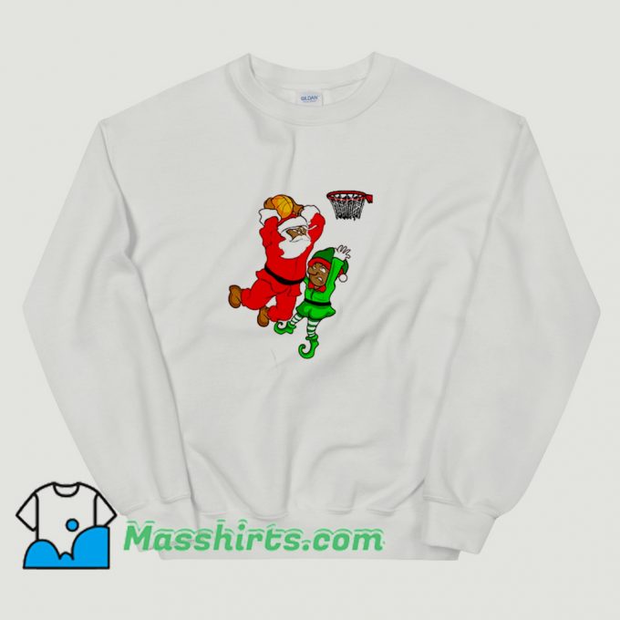 Basketball African American Santa Dunk Elf Sweatshirt