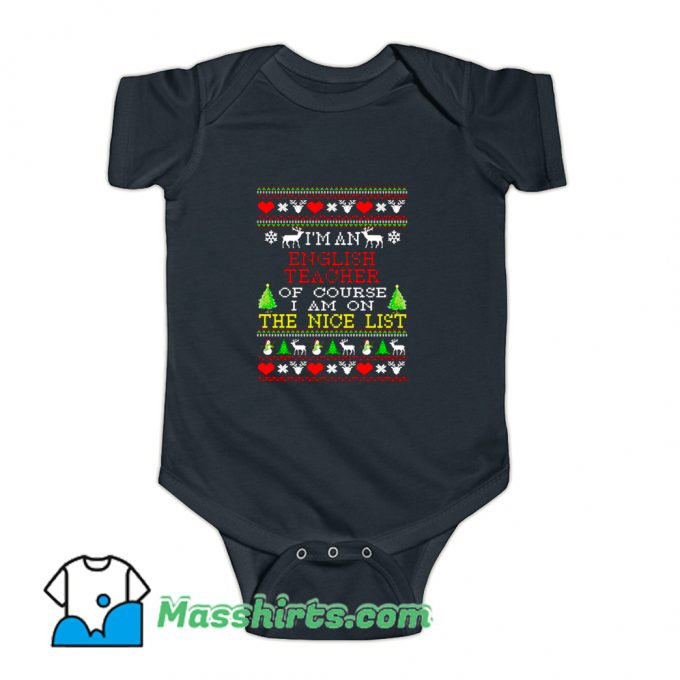 Best English Teacher Nice List Baby Onesie