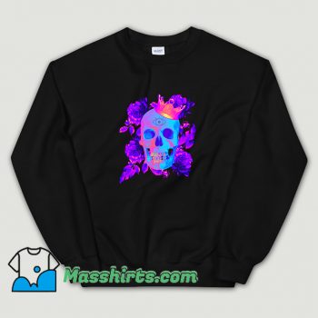 Cool Skull Purple Flower Sweatshirt