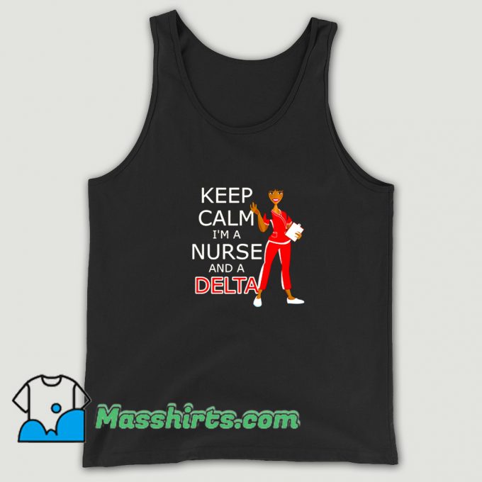 Cute Delta Nurse In Crimson And Cream Tank Top