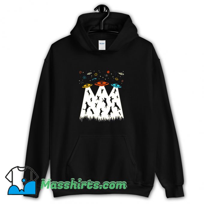 Cute Dog Alien Abduction Retro Ufo Hoodie Streetwear