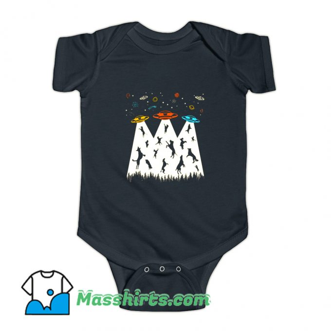 Dog Alien Abduction Retro Ufo Baby Onesie