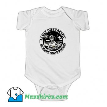 Skeleton Easily Distracted By Music And Bourbo Baby Onesie