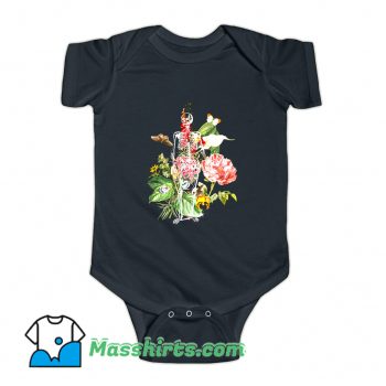 Skull Skeleton Floral Flowers Baby Onesie