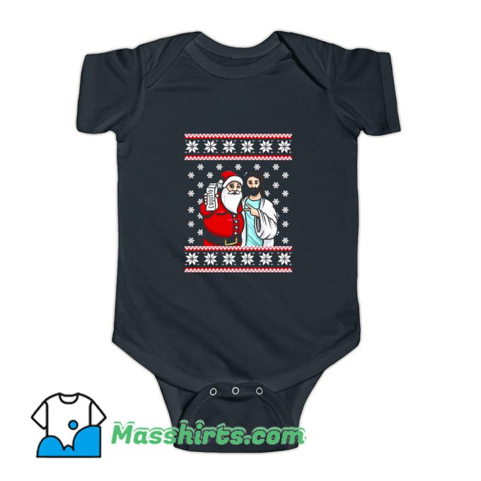 New Christmas Drinking Party Santa Jesus Baby Onesie