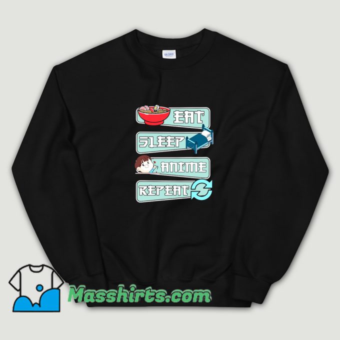 Awesome Eat Sleep Anime Repeat Sweatshirt