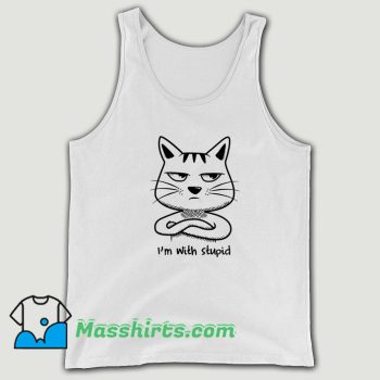 Cheap I Am With Stupid Cat Tank Top