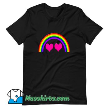 Cute Rainbow Pink Heart T Shirt Design