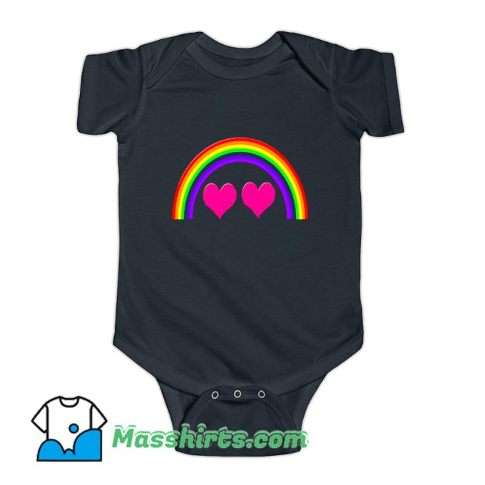 Funny Rainbow Pink Heart Baby Onesie