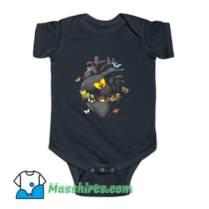 Hurting Black Heart Butterfly Baby Onesie