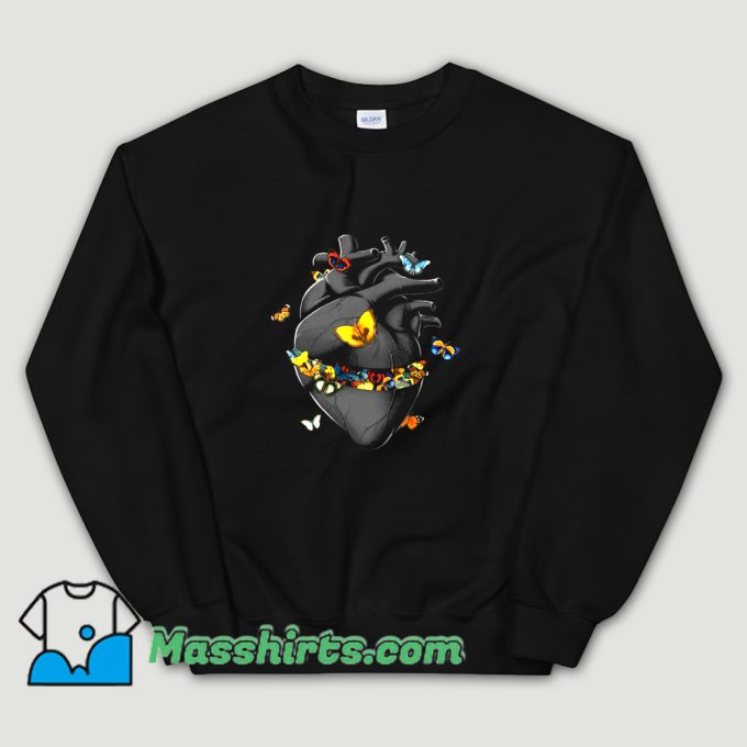 Hurting Black Heart Butterfly Sweatshirt