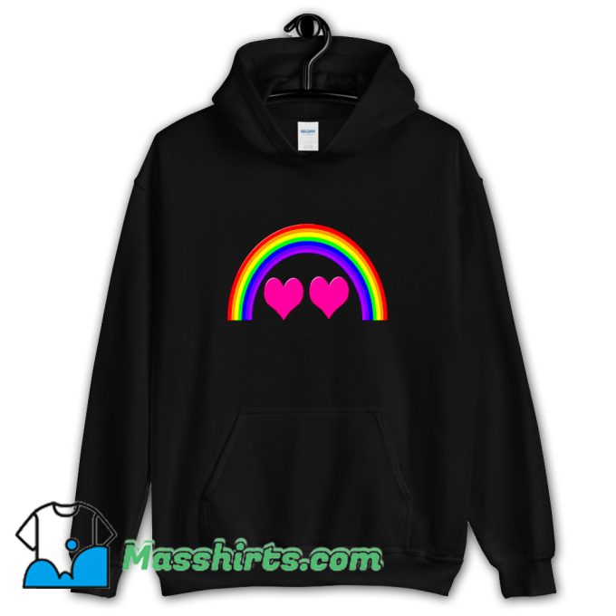 Vintage Rainbow Pink Heart Hoodie Streetwear