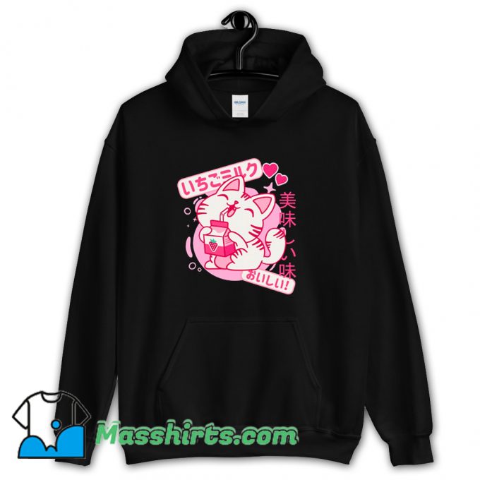 Cat Japanese Kawaii Strawberry Milk Shake Hoodie Streetwear