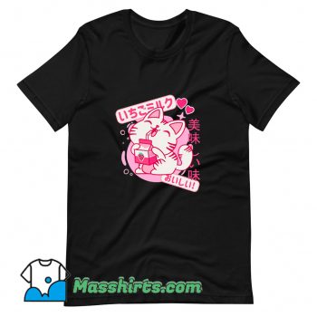Cat Japanese Kawaii Strawberry Milk Shake T Shirt Design