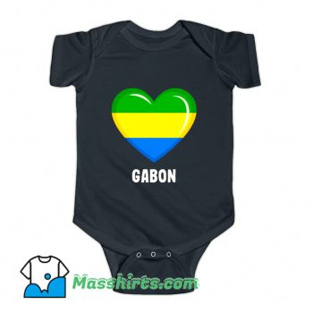 Gabonese Flag Heart Baby Onesie