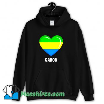 Gabonese Flag Heart Hoodie Streetwear