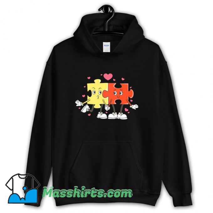 Puzzle Love Cartoon Valentine Day Hoodie Streetwear