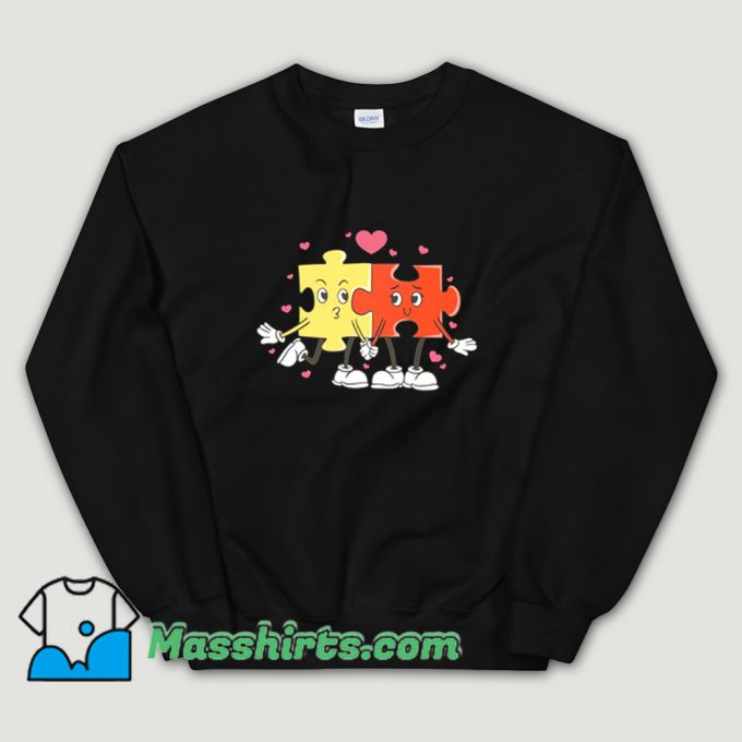 Puzzle Love Cartoon Valentine Day Sweatshirt