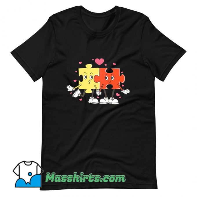 Puzzle Love Cartoon Valentine Day T Shirt Design