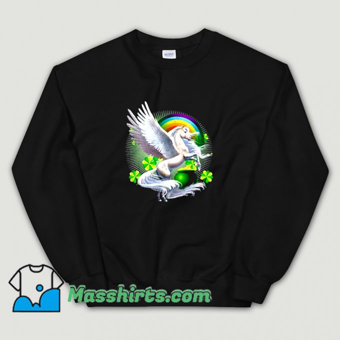 St Patricks Day Lepricorn Unicorn Leprechaun Sweatshirt On Sale