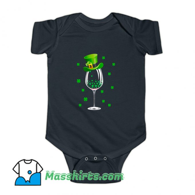 St Patricks Day Wine Irish Shamrock Baby Onesie