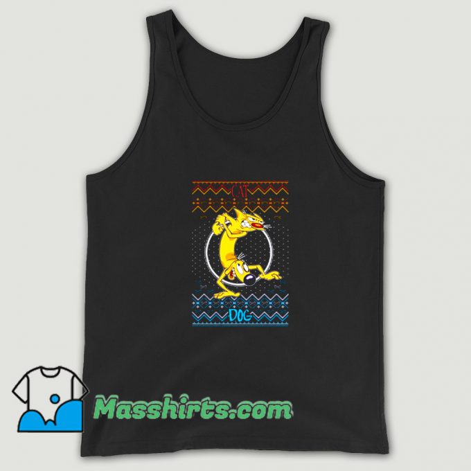 Awesome Cartoon Catdog Ugly Christmas Tank Top