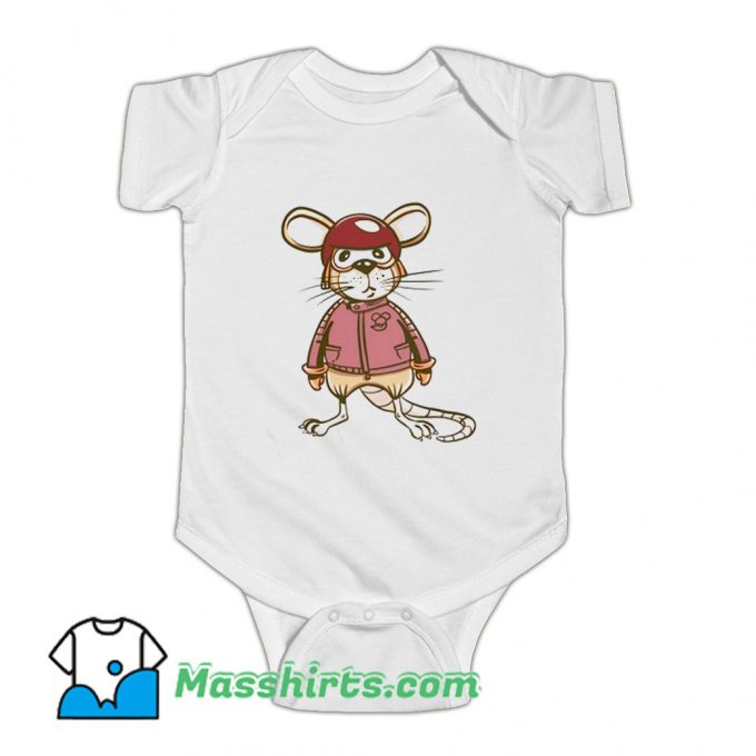 Biker Rat With Leather Jacket Baby Onesie