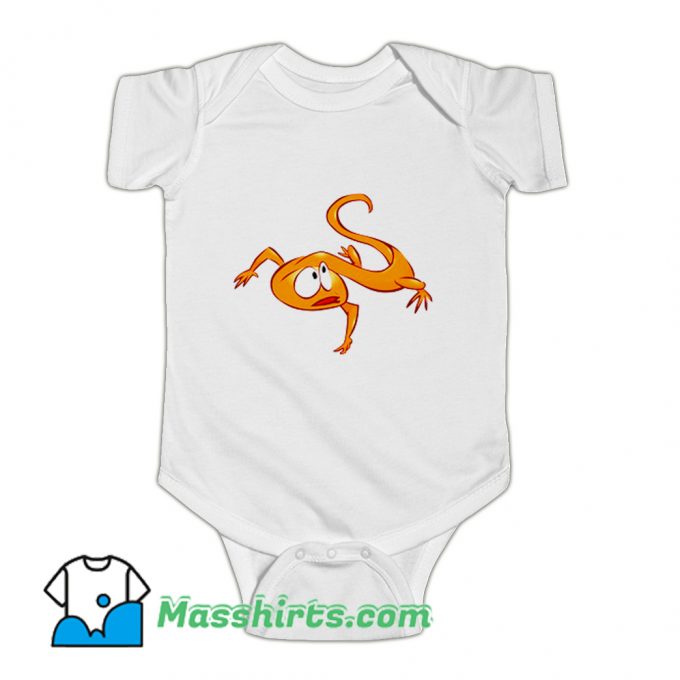 Cartoon Orange Baby Lizard Baby Onesie