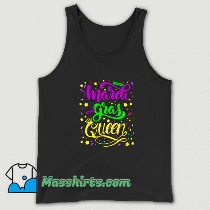 Classic Mardi Gras Queen Crown Mask Tank Top