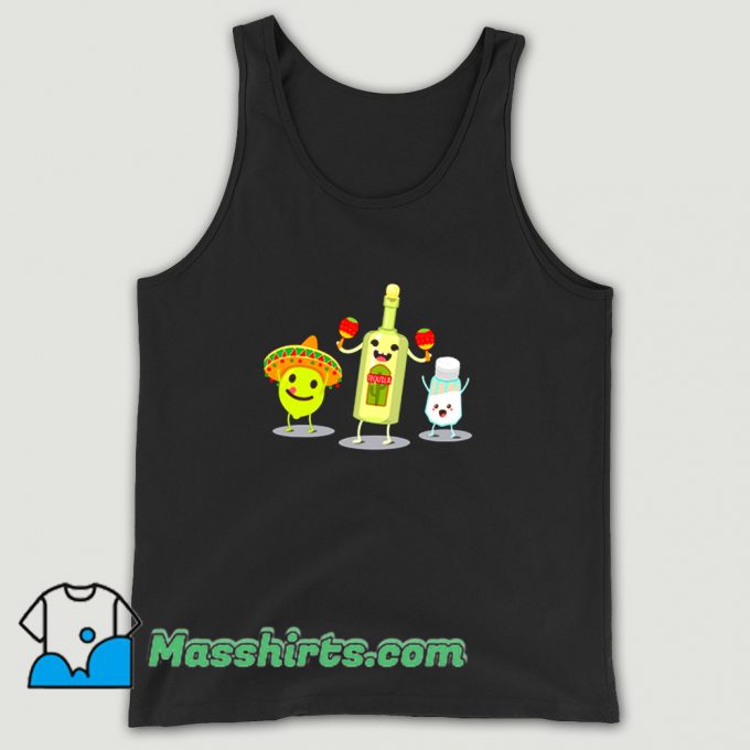 Cool Tequila Bottle Lime And Salt Mexican Party Tank Top