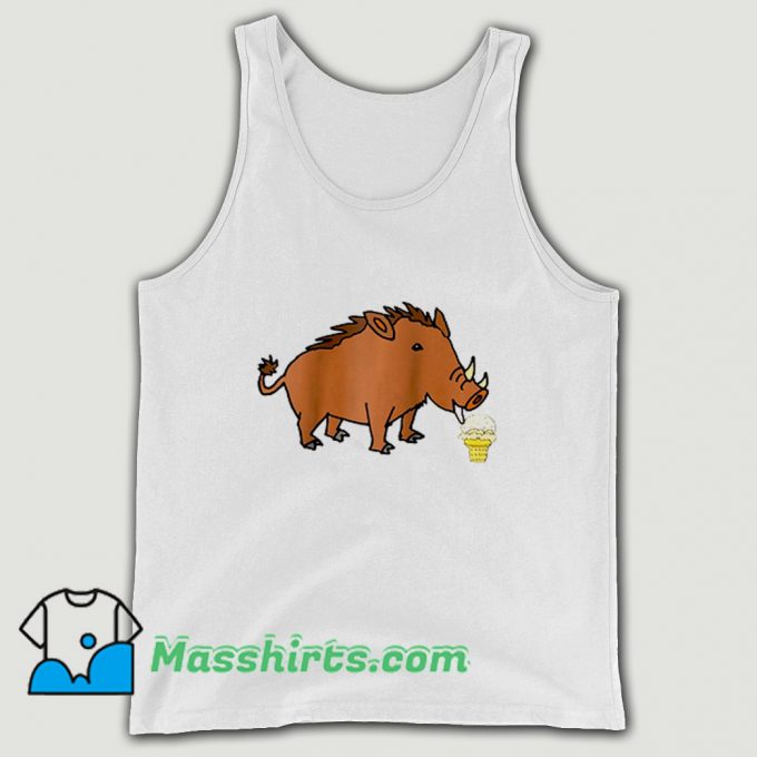 Funny Feral Hog Eating Ice Cream Tank Top