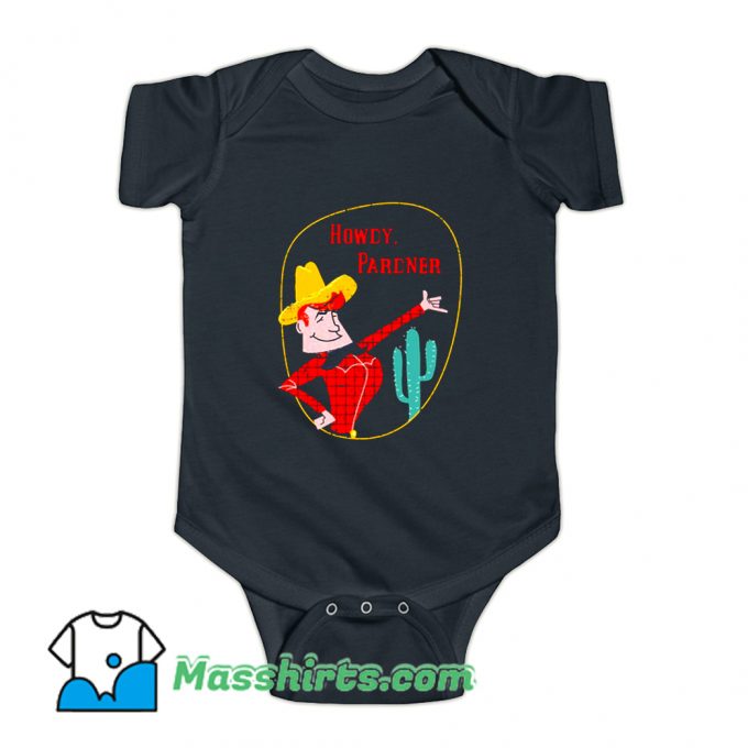 Howdy Pardner Cartoon Cowboy Baby Onesie