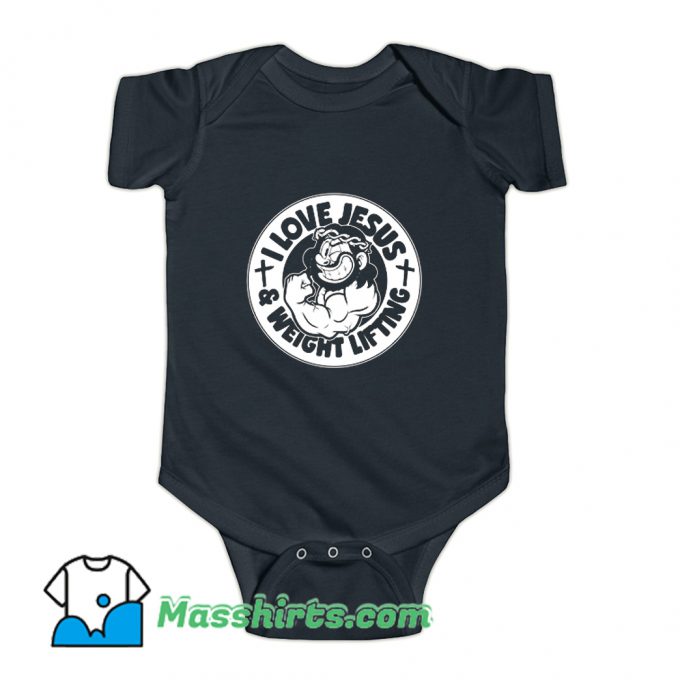 I Love Jesus Weight Lifting Baby Onesie