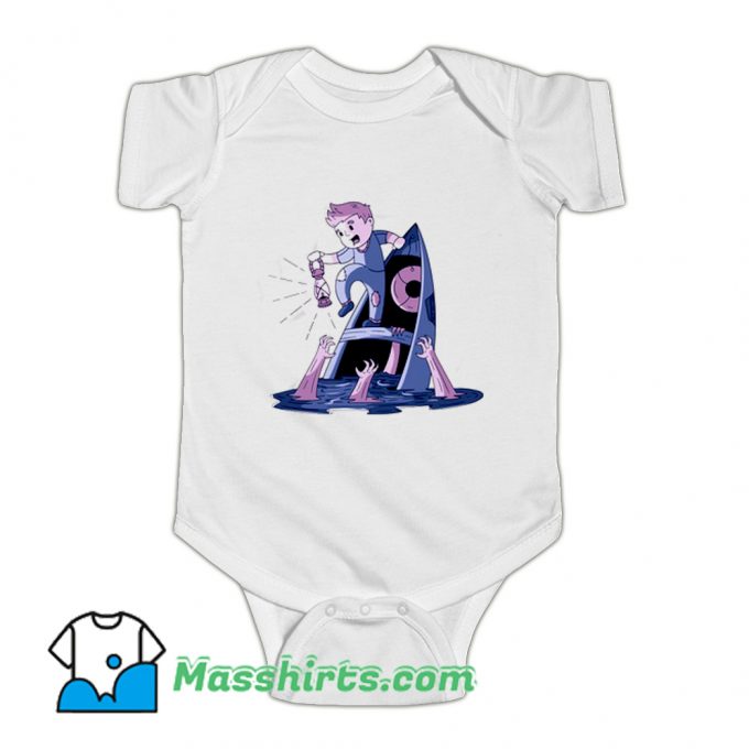 Kid On Sinking Boat Cartoon Classic Baby Onesie