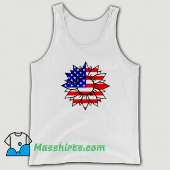 New American Flag Sunflower Peace Sign Tank Top