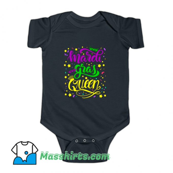 New Mardi Gras Queen Crown Mask Baby Onesie